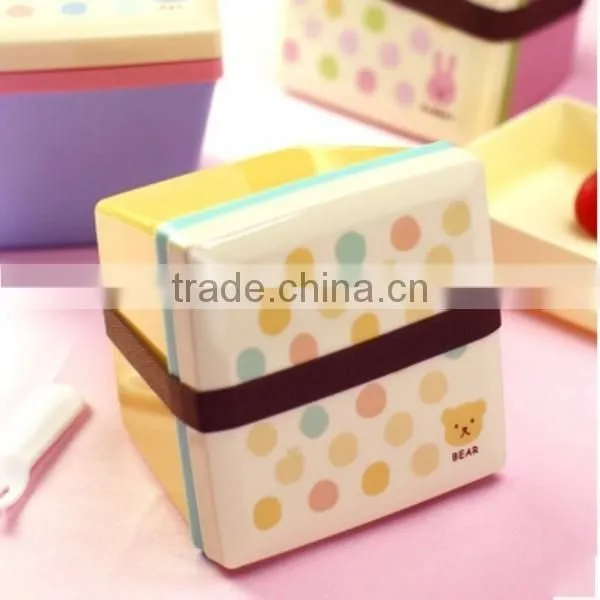 Lovely High Heat Resistance Double Layers Spoons Plastic Bento Lunch Box,CUSTOM Hot New Product for 2015 photo-2