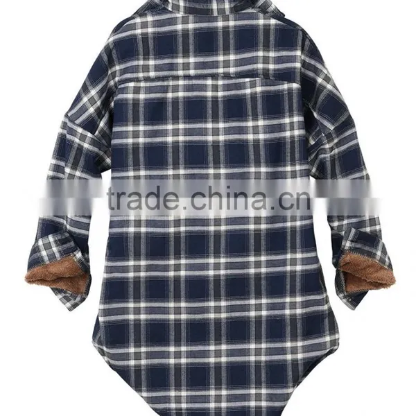 Fleece Jacket Men Women Checkered Plaid Sherpa Lined Flannel Long Shirt Sherpa Fleece Fabric Jacket photo-2