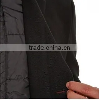 2014 Hidden Button High Fashion Classical Design Black Lapel Slim Fit Mens Cashmere Men Coat photo-3