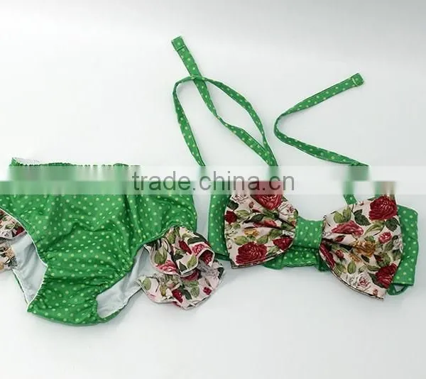 Greenery Baby Summer Seaside Floral Sling Bowknot Swimsuit for 2017 Cute Lovely Chic Wholesale photo-2