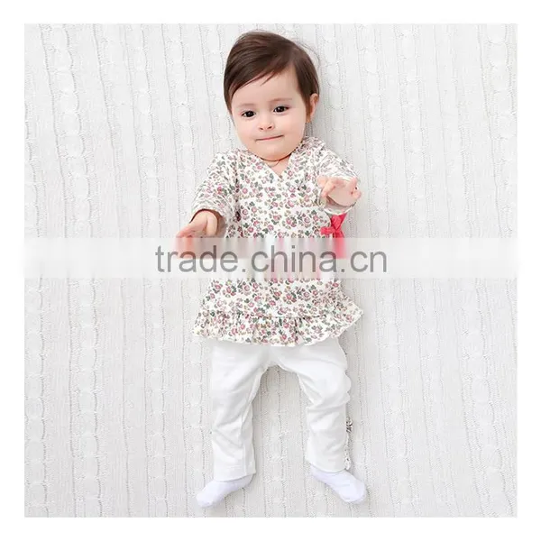 100%Cotton Baby Long Pants White Knitted Pants For Baby Girl photo-6