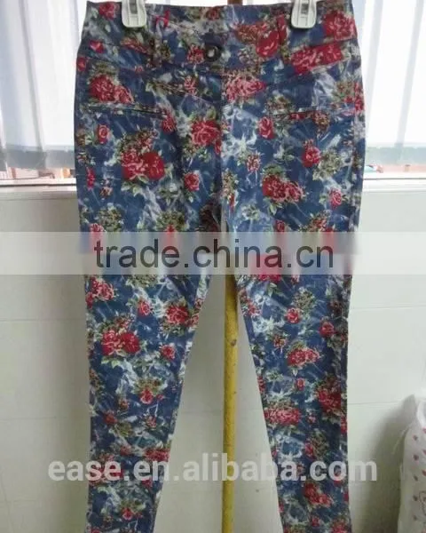 Women Denim Printing Fabric 95% Cotton 5% Spandex Sexy Tight Pants Wholesale to South American photo-2