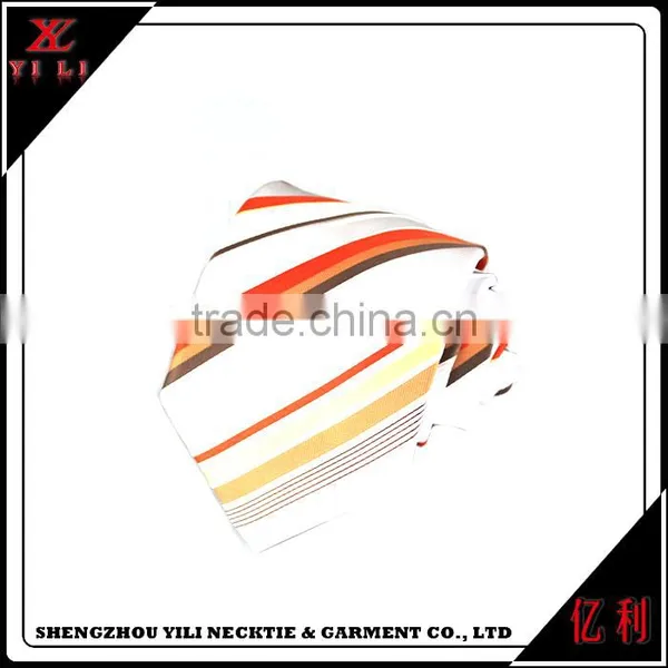 High Quality Brand Men White Other Colored Striped Yellow Silk Tie photo-3