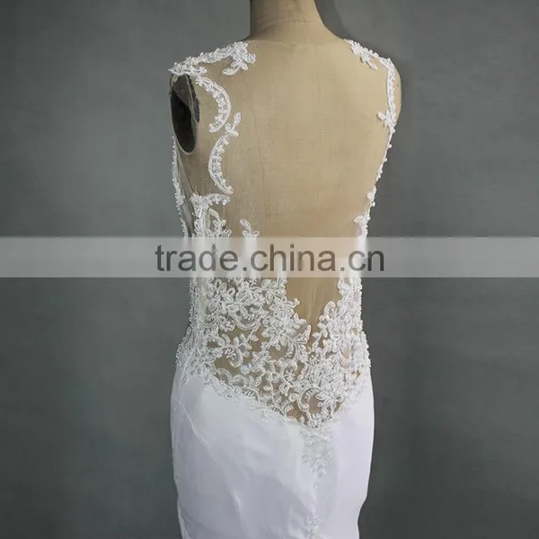 Backless White Chiffon Wedding Dress for Bride photo-6