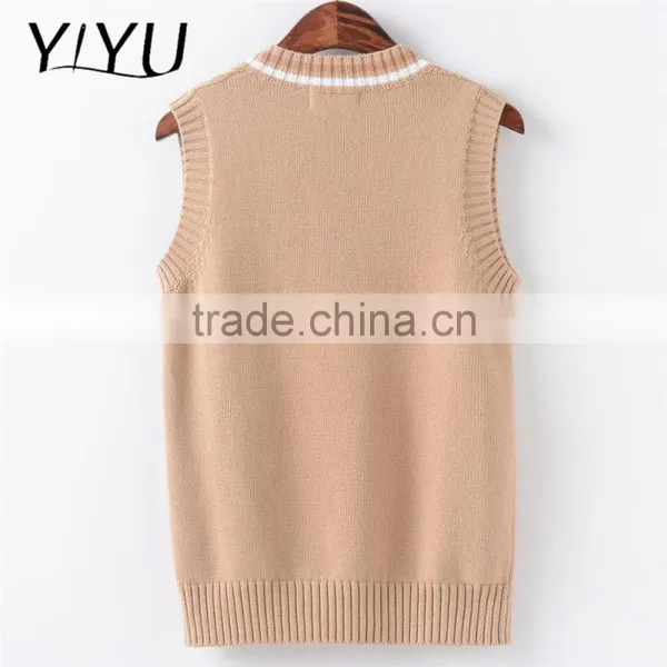 Winter Autumn Women Long Pattern Knit School Uniform Sweater Vest photo-3