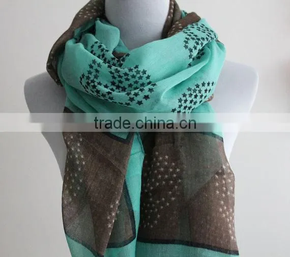 Aqua Blue Star Skull Scarf Taupe Skull Scarf With Aqua Blue Star photo-4