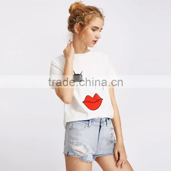 Wink Digital Printing Cute t Shirt Wholesale Cotton Clothes for Women photo-3