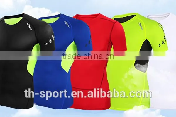 Polyester/spandex Mens Dri Fit Sports Compression t Shirt Wholesale photo-3