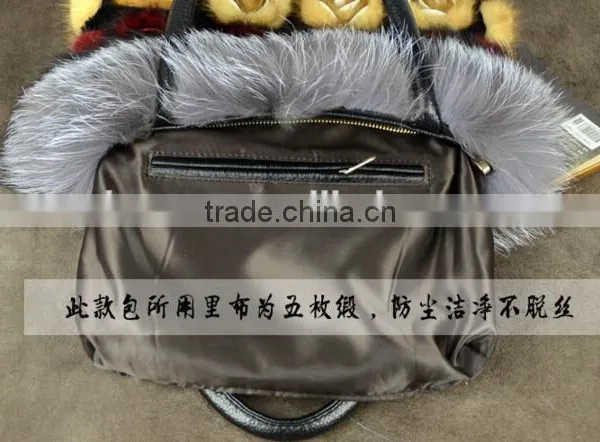 Genuine Leather and Fox Fur Bag,mink Fur Bag,rabbit Fur Bag, photo-4
