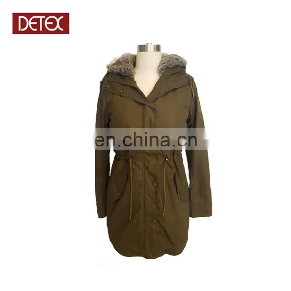 Latest Fashion European Green Faux Fur Parka Jacket Women