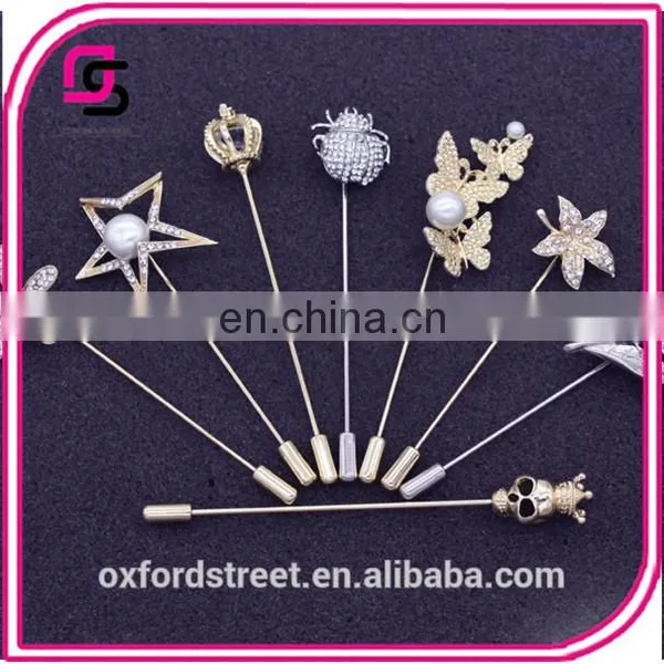 Korean fashion single needle pearl brooch crystal pin lady broochs