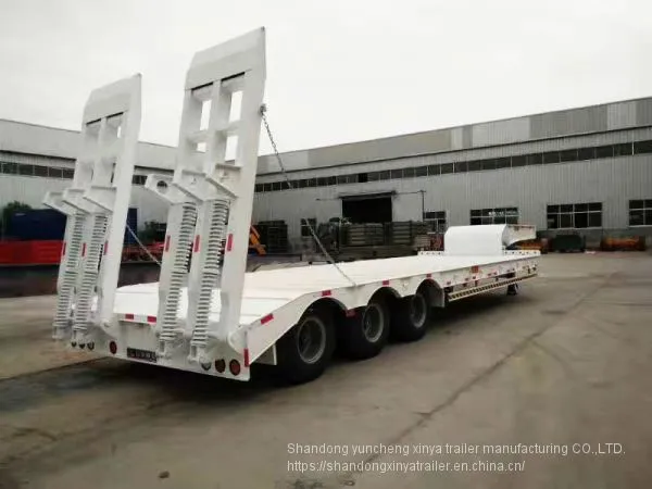 Made in China Gooseneck Low Platform Semi Low Flatbed Trailer Lowbed Truck Trailer for Sale photo-3