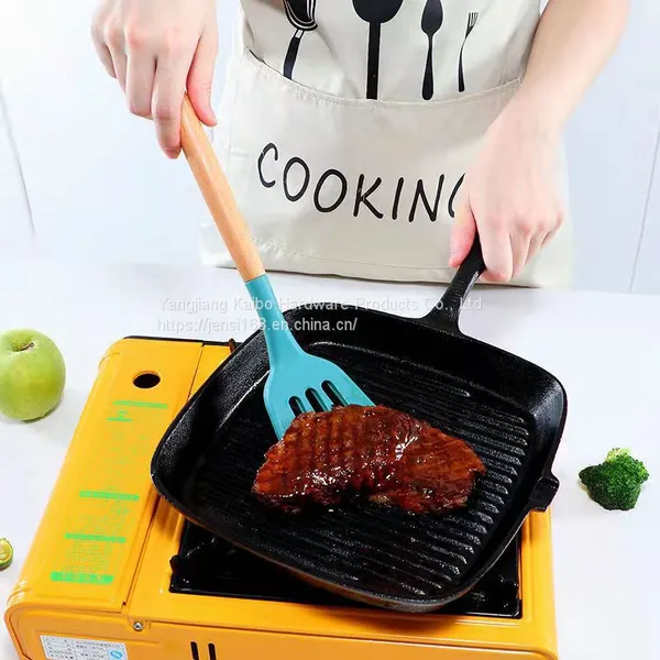 Non Stick Spatula Set Contains 12 Pieces of Bucket Creative Food Grade Hengshao Tools, Wooden Handle Silicone Kitchenware photo-3