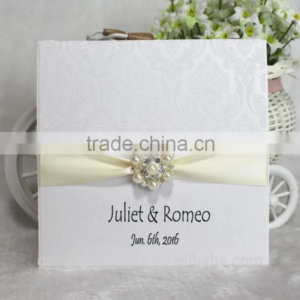 Luxury Jeweled Customized Flocking Fabric Wedding Invitation Card photo-3