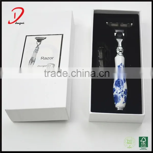 New Arrival White Ceramic Handle Triple Blade Shaving Razor for Men photo-5
