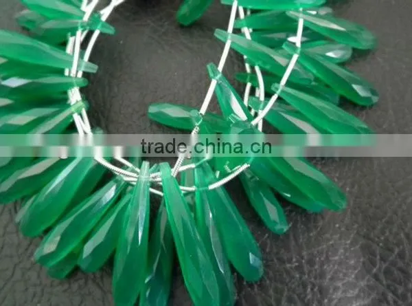 Green Onyx All Color Chalcedony Long Drops Custom Cut Briollete Chicklets Drops Gemstones Cabochon Calibrated