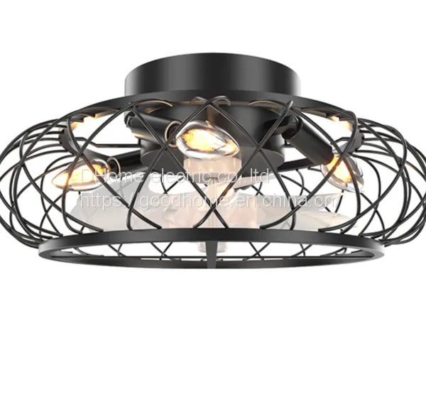 Iron cage fan light, European and American 17 inch industrial air ceiling electric fan light, three color variable （Wechat:13510231336）