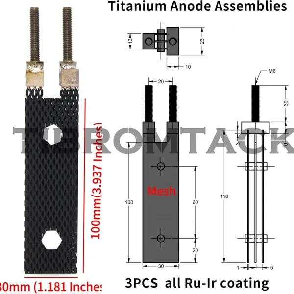 Titanium Anode 1 Set Consisting of Three Ruthenium-Iridium Coated Piece photo-3