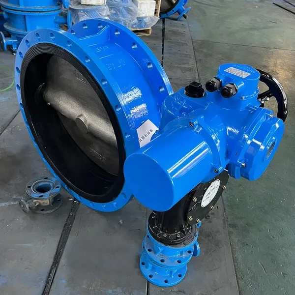 DN150 WCB Ductile Iron QT450 GGG50 Lined EPDM Large Diameter Double Eccentric Flange Electric Butterfly Valve photo-4