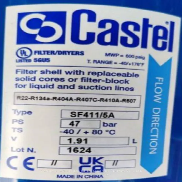 Castel SF411/5A Drier Filter, Threaded Cap, Replaceable Solid Filter Core, Steel Fitting