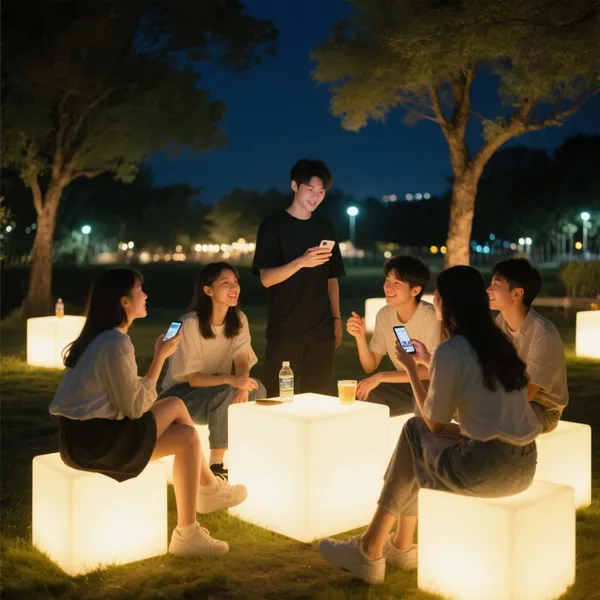 Color Changing LED Cube Chair for Outdoor Garden and Nightclub， Illuminated PE Plastic Stool With Remote Control，CE Certified Glow Furniture photo-3