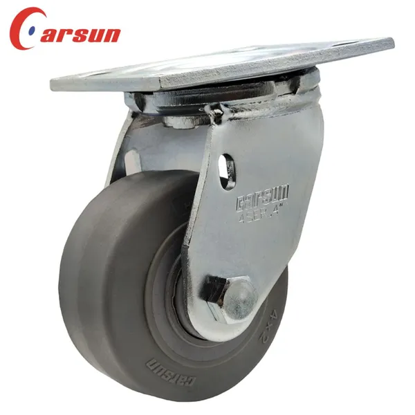 Carsun Heavy Duty Caster Wheels 4-Inch Thermoplastic Rubber TPR Wheels Industrial Swivel Caster