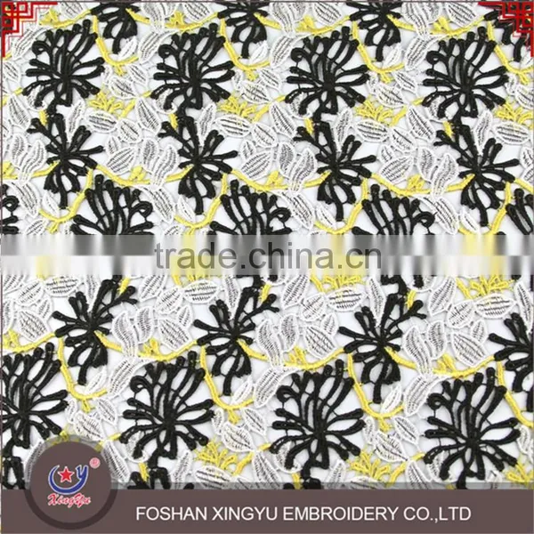 OEM Beauty Fashion Black Flower Water Soluble Embroidery Good Quality Lace Fabric photo-3