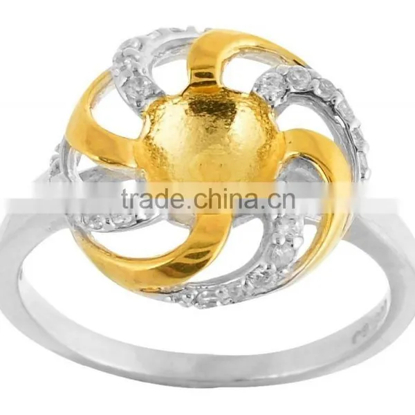 Two Tone Rhodium Plated Ring Earring Set photo-2