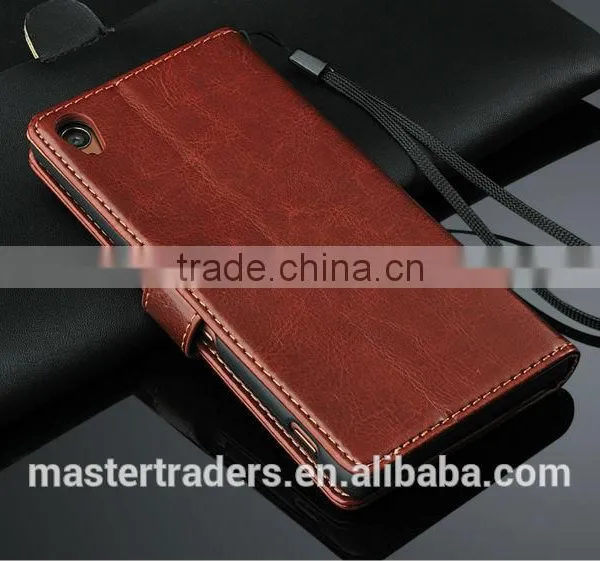 Original Fashion 64 Grain Stand Holder Wallet Flip PU Leather Case For Sony Z3 MT-3102 photo-3