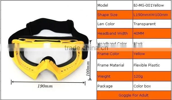 BJ-MG-001 High Quality Yellow Motocross Clear Goggle Lens photo-6