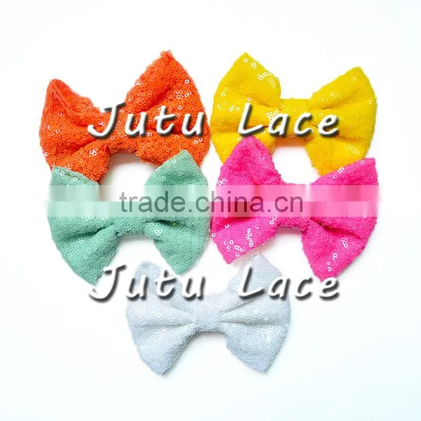 Christmas Sequin Fabric Big Red Hair Bows, High Quality Decorative Green Bowknot for Baby Girls Hair Headbands photo-3