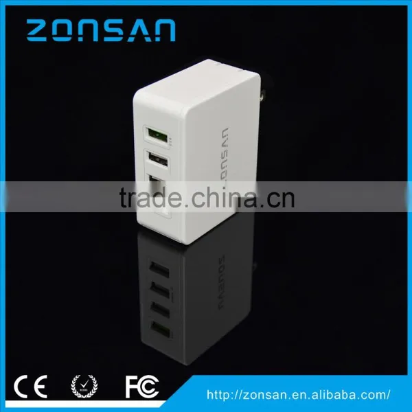 RoHS FCC Qualcomm Approved 4 Port QC3.0 Quick Usb Charger With US Plug,ODM/OEM Quick Deliver Power Sockets Quality Choice photo-2