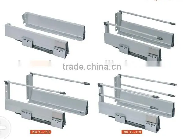 3-sections Push&soft Close Drawer Slide Rail Base Mount Drawer Slides With Iron Handles photo-3