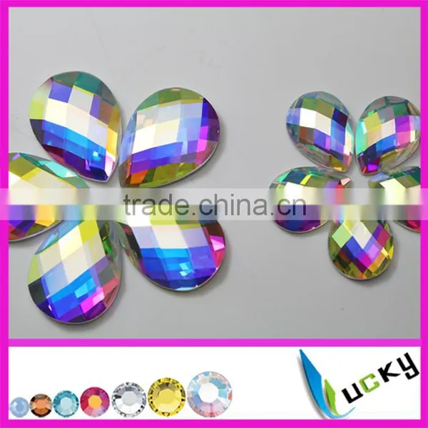 Sew on Flatback Teardrop Shape Crystal ab Color Strass Rhinestones, Can be With or Without Holes Glue on for Clothes photo-3