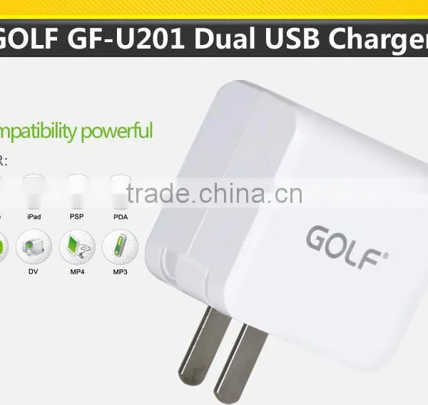 Golf Cellphone Charger Dual USB Cell Phone Charger 5v 2.1a/1a Good Quality Mobile Phone Charger photo-2