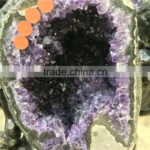 Natural Rock Amethyst Geode Brazilian Crystal Ornaments Wholesale photo-3