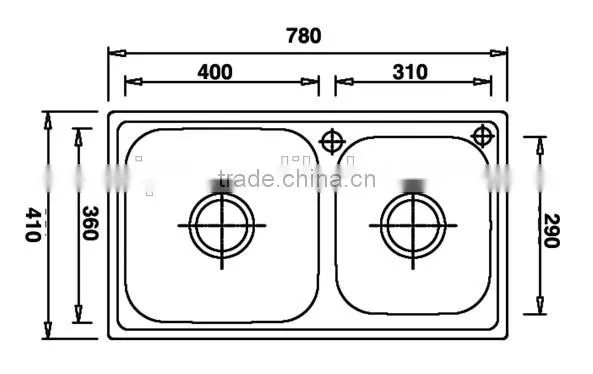 Top-Mount / Drop In Stainless Steel Double Bowl Kitchen Sink 7841B photo-2