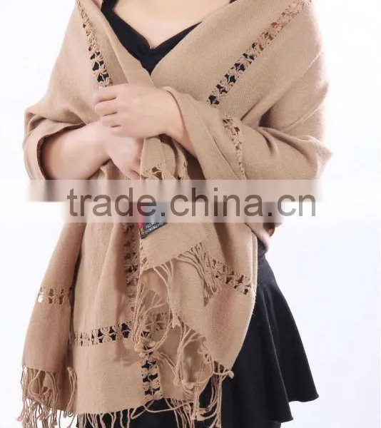 100% Fine Cashmere Wool Shawl With Laces