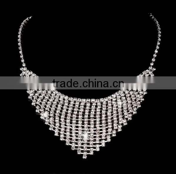 Fashion Elegant Bride Jewelry Wedding Tiara Necklace Earrings Set photo-3