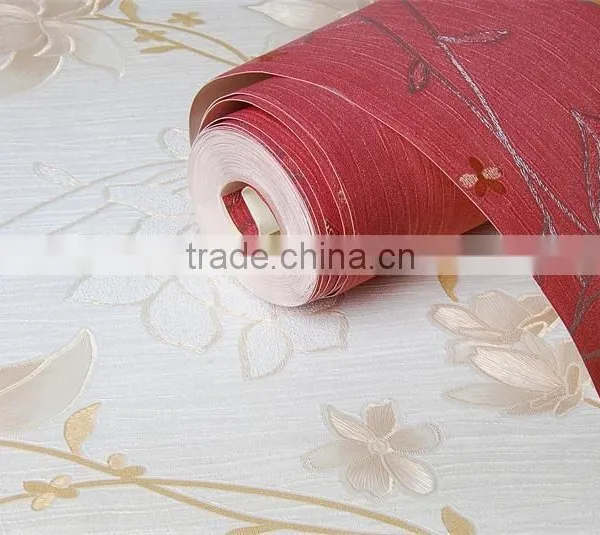 2015 Best Selling Stocklot Adhesive Vinyl Red Chinese Wallpaper photo-4