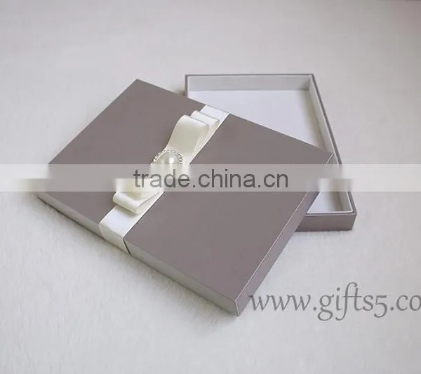 Custom Handmade Luxury Wedding Invitation Box With Ribbon photo-4
