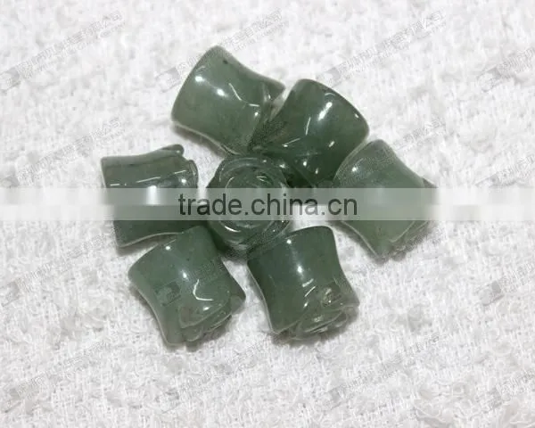 Green Aventurine Ear Piercing Jewelry,stone Carved Flower Ear Plugs photo-4