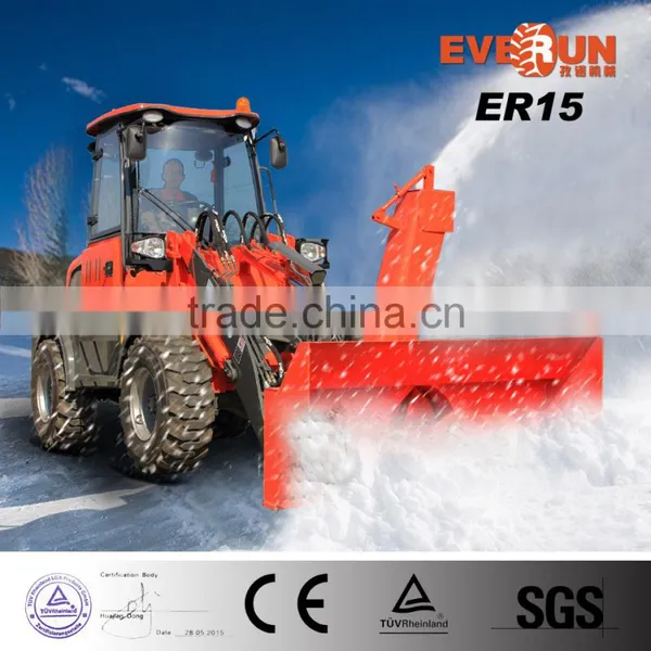 EVERUN Brand CE EPA4 Engine Approved 1.5 Ton China Wheel Front End Loader With Snow Blade