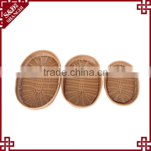 Hotsale Good Quality Handmade Weaving PE Plastic Rattan Fruit Vegetable Basket photo-6