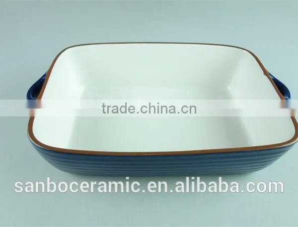 Colorful Cute Ceramic Bakingdish Rectangular Baking Dishes Stoneware Bakeware With Handles photo-5