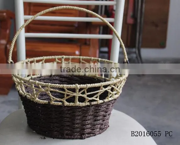 Round/Rectangular Paper Rope Wire Storage Basket With Ear Handle photo-2