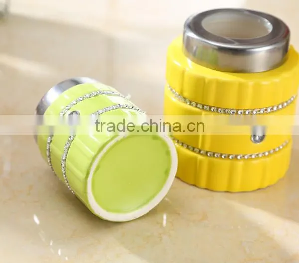 Kitchenware Useful Ceramic Canister Set With Stainless Metal Stand photo-5