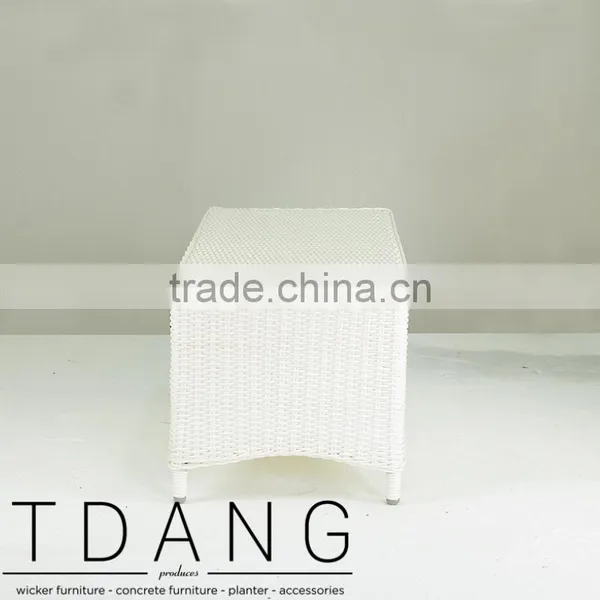 Valencia White Wicker Table - Outdoor Rattan Coffee Table photo-2