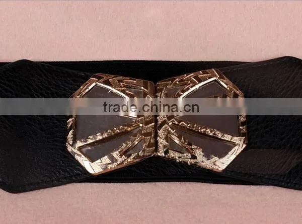 Fashion Flower Pattern Alloy Buckle Elastic Sex Women Lady Waist Belt photo-2