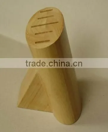 Front Oval Shapped 5- Slots Rubber Wood Knife Block, Stand, Holder photo-2